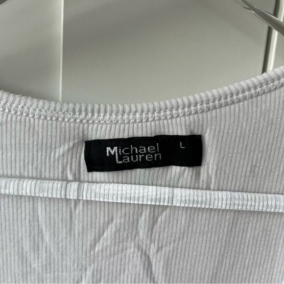 Michael Lauren Richard White Fitted Tank Dress with Slit Neck Size large NWT - Picture 5 of 10